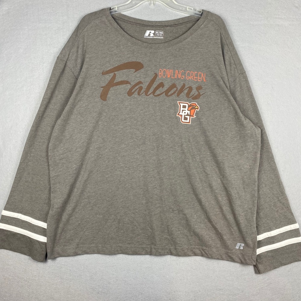 Russell Athletic Bowling Green Falcons Long Sleeve Shirt Gray XL 16-18 Striped - Picture 2 of 10